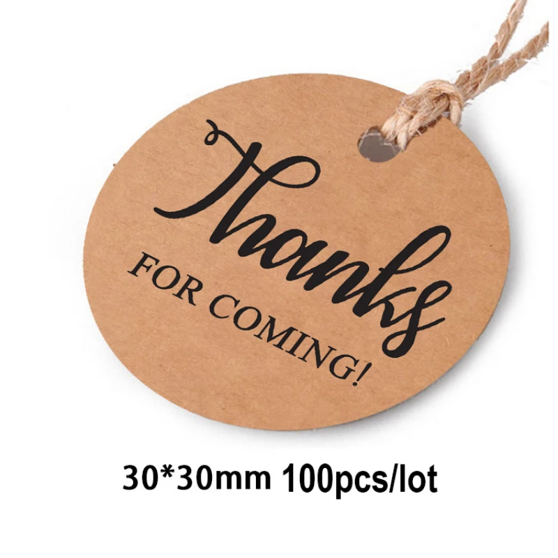 

100pcs/lot Hanging Tags Thank You for Celebrating with Us Labels with 20m Ropes Rectangle Kraft Paper Card Gift Wrap Note