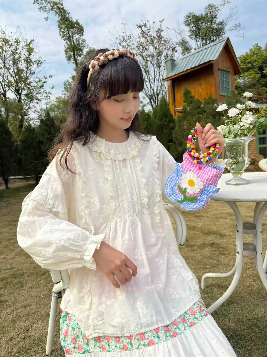 Винтажная осенняя милая хлопковая рубашка в японском стиле Mori Girl, женская хлопковая рубашка в стиле рококо, корейский стиль, ретро-шик, плиссированная кружевная блузка (art.: 3920d8fb7b37d) - 3920d8fb7b37d