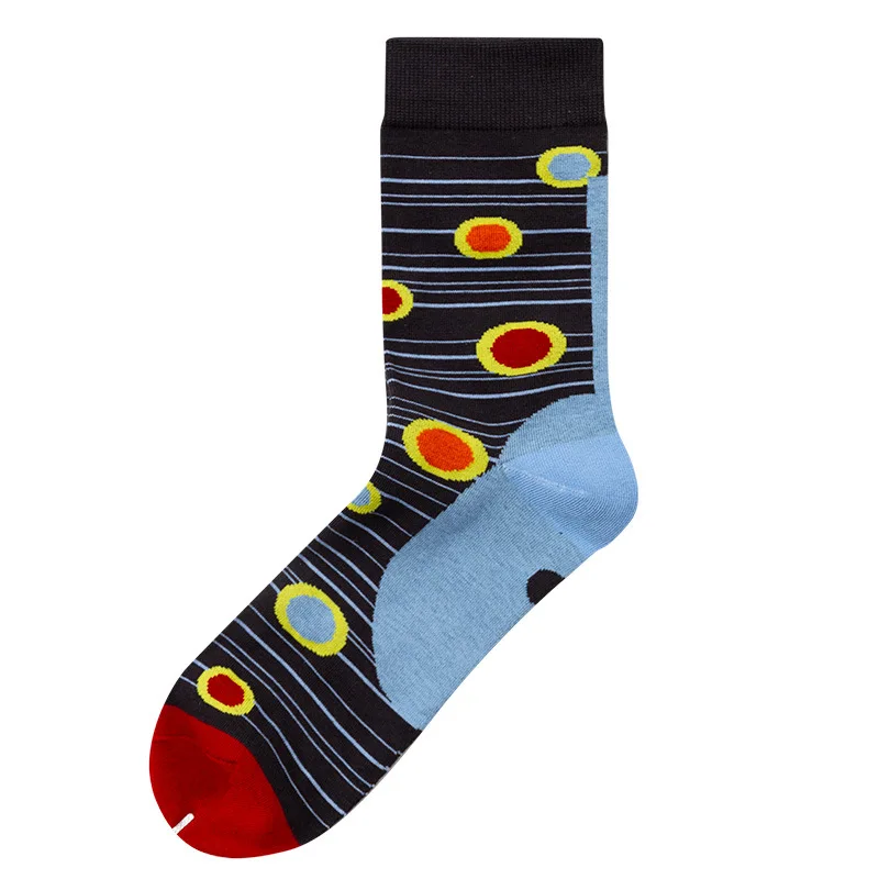 Brand men's latest design medium tube socks four seasons socks high quality business geometric pattern color men's cotton socks