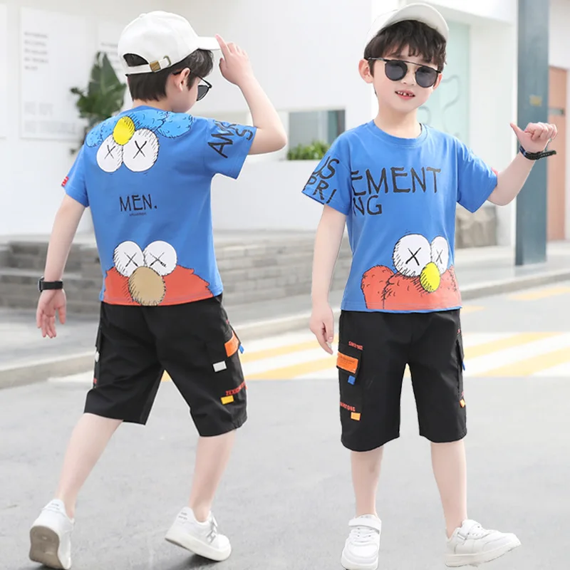 

Children's new boys' 2022 summer clothes cool two-piece boys' loose sports suit wholesale