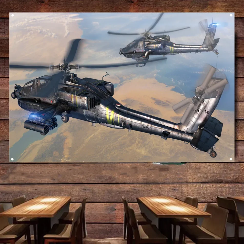 AH-64 летательный вертолет Апачи искусство на стену искусство-авиационный военный