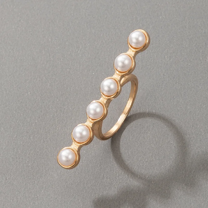 

New 2022 Simple And Stylish Inlaid Pearl Horizontal One-word Single Ring