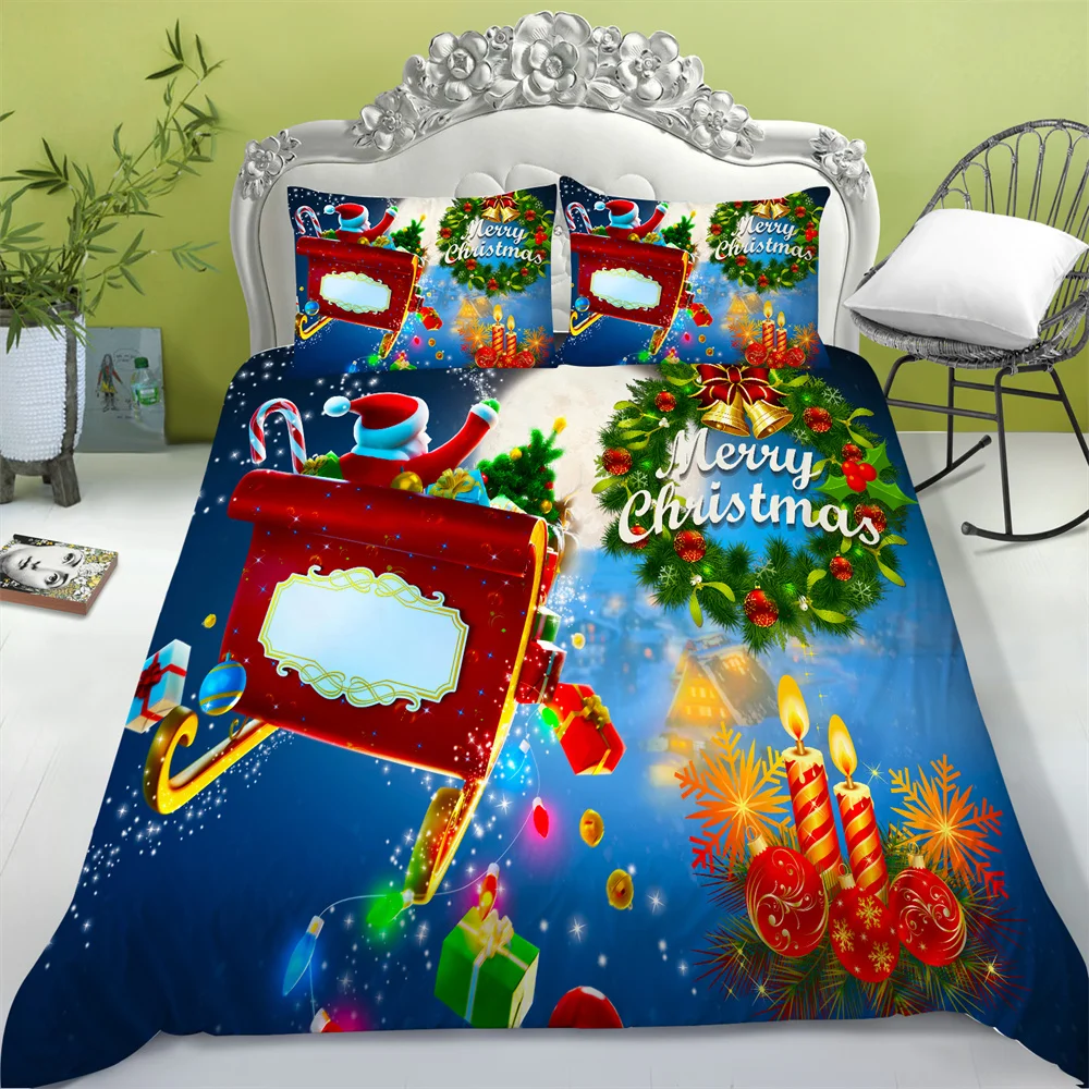 

Merry Christmas Duvet Covers Microfiber Bedding Cover Suits Newly Home Textiles Man Woman Single Double Size Bedclothes