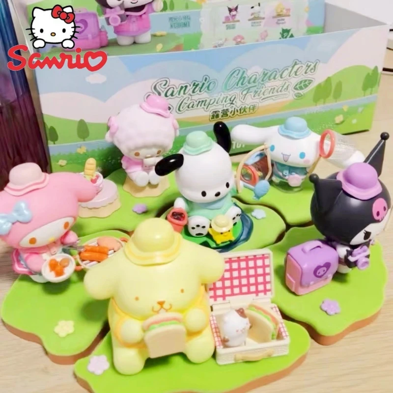 

6 шт. аниме Sanrio семья Кемпинг Друзья серии глухая коробка Kuromi My Melody Cinamoroll собака Милая комната автомобиль Декор Сюрприз подарок