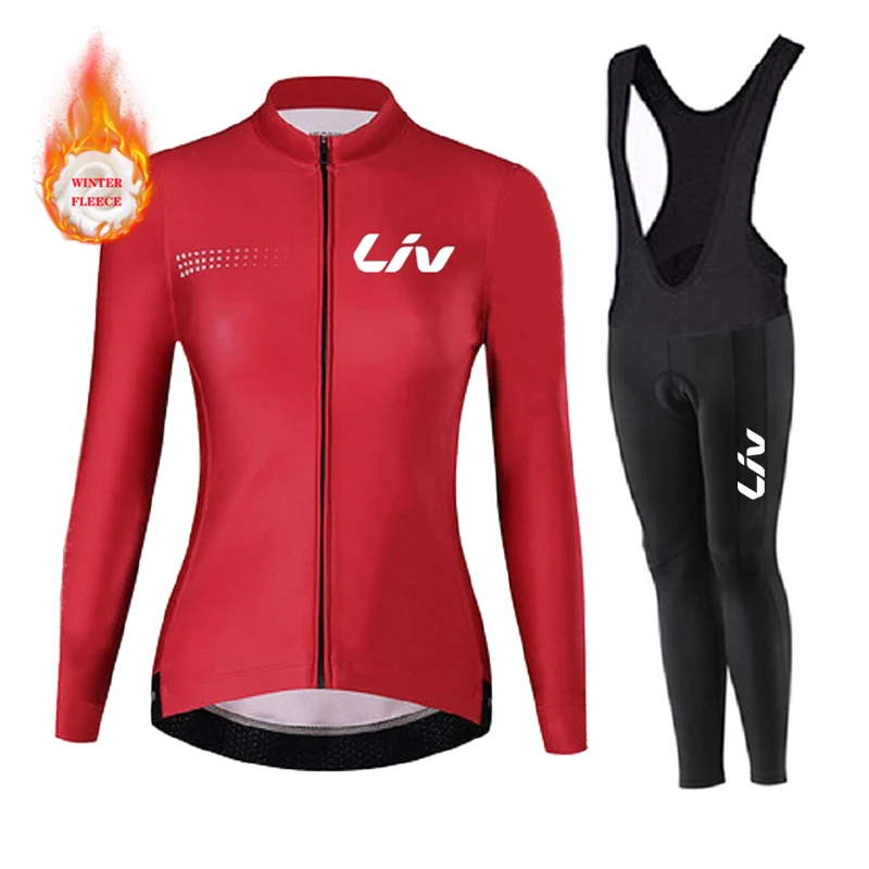 

Liv Cycling Jersey Women Fashion Long Sleeves Cycling Jersey Set 2022 New Winter Thermal Fleece Female MTB Road Bike Jersey
