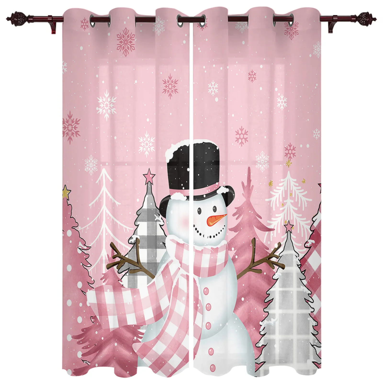 

Рождественская розовая Рождественская елка Снеговик оконные шторы для гостиной роскошные спальни занавески кофейная Кухня Декор занавески