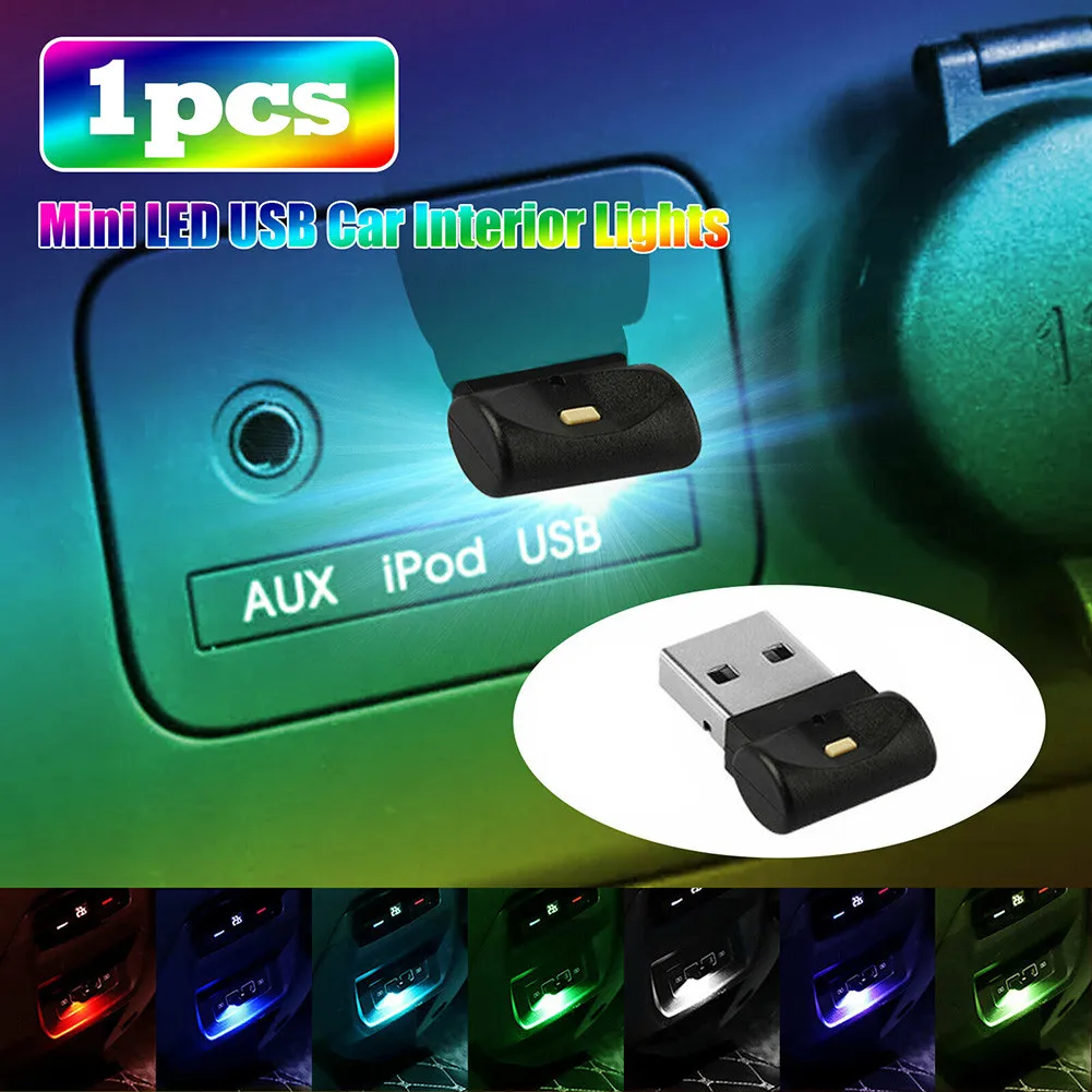 

Car USB Ambient Light Mini RGB LED Atmosphere Lamps Touch Key Adjustable Neon Decorative Holiday Party Lamp Car Interior Light