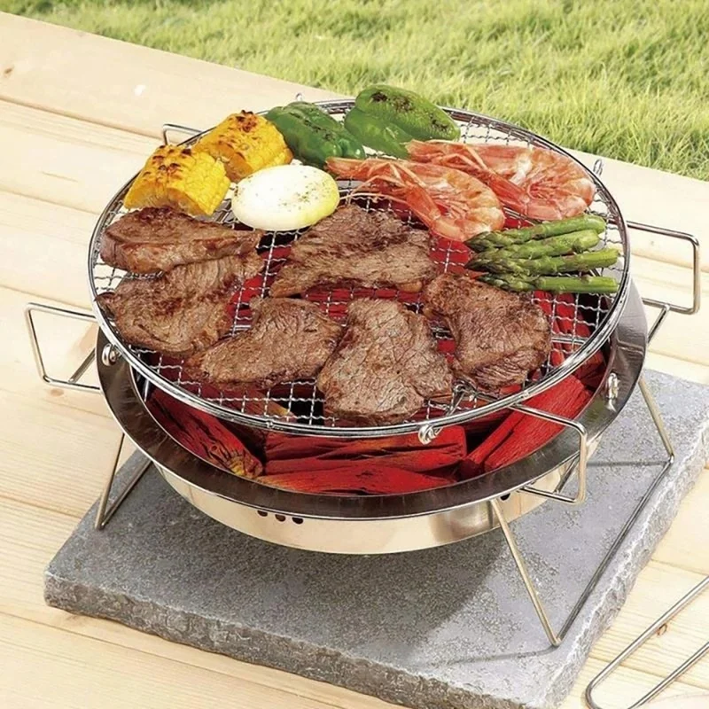 

Portable Stainless Steel BBQ Grill Folding BBQ Grill Outdoor Family BBQ Grill Non-Stick Barbecue Grill For Home Park Use
