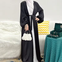 fashion puff sleeve cardigan muslim women long skirt summer elegant islamic saudi arabia kimono long skirt abaya ramadan dress