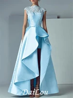 a line prom dresses cut out elegant dress engagement prom asymmetrical jewel neck sleeveless satin with sash pleats embroidery