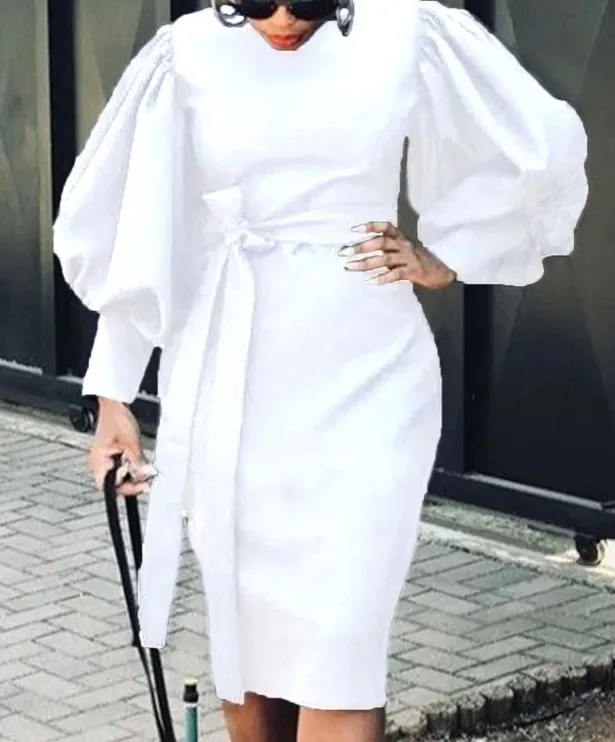 

Y2k Long Dress Women Work Lace Up White Work Dresses Sexy High Waist Bodycon O-neck OL Prom Vacation Maxi Summer Vestidos