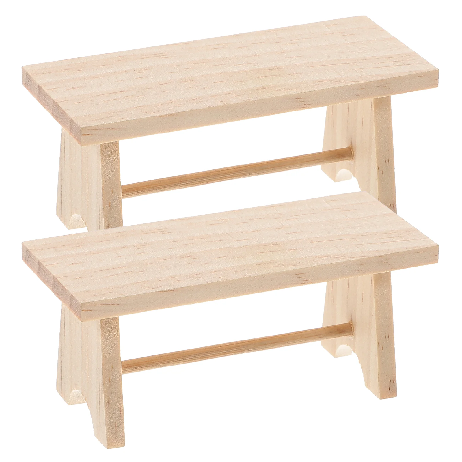 

2 Pcs Desk House Coffee Table Child Outdoor Decor Wooden Furniture Model Tea