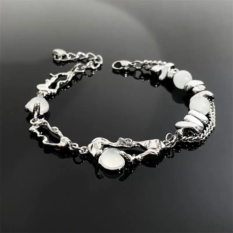 

Moonstone Bracelet for Man Woman New Trendy Jewelry Luxury Hip Hop Vintage Opal Bangles Couple Gravel Charm Bracelets Gift