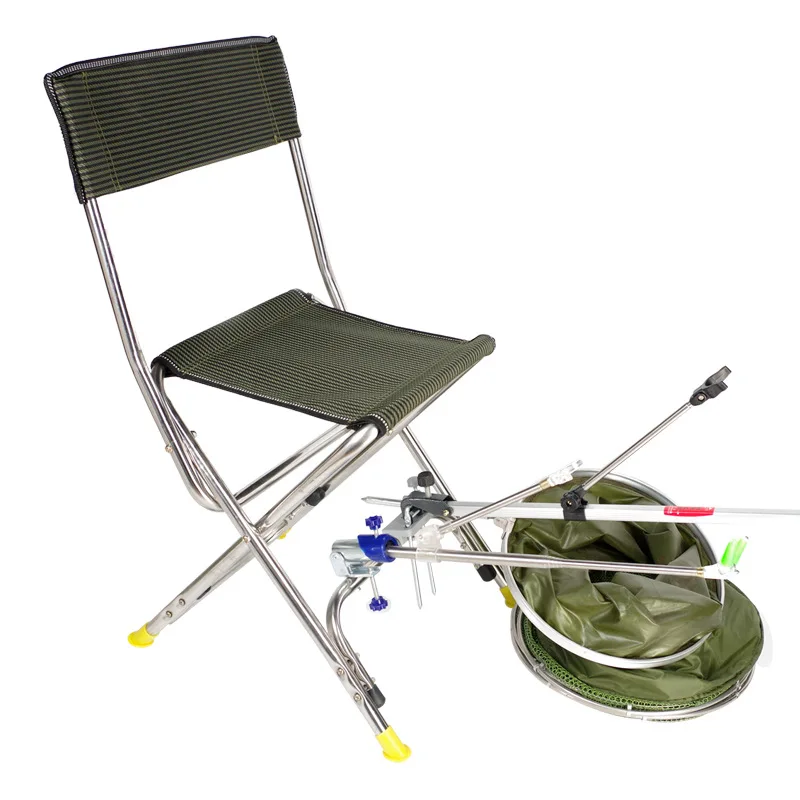 

Рыболовный стул YY из нержавеющей стали, стул для отдыха с двойной батареей, складные рыболовные принадлежности