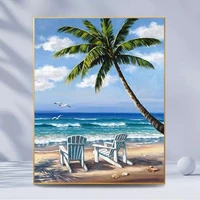 photocustom 5d diy diamond painting seaside tree embroidery cross stitch landscape diamond mosaic decor for home
