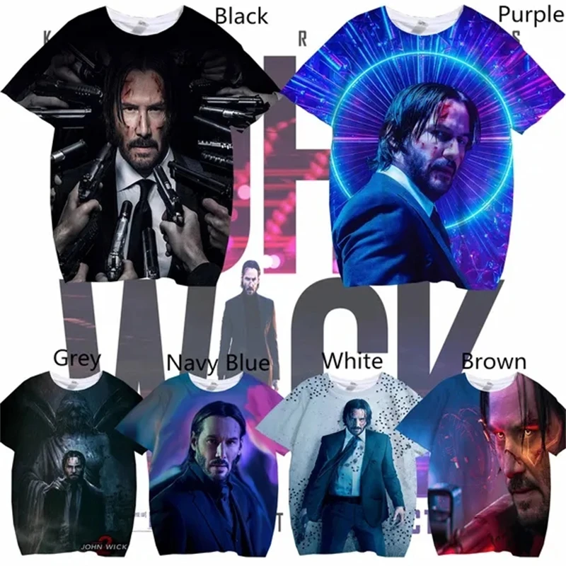 

Мужская футболка с коротким рукавом New John Wick 3d графическое оружие