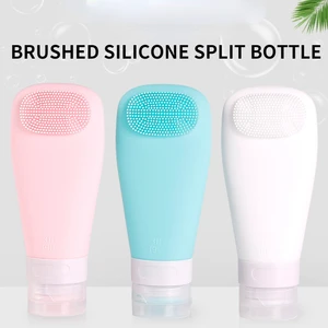 1PCS 90ML Silicone Travel Bottling Set with Hair Brush Bottling Cosmetics Shampoo Face Bottling Refillable Cosmetic Containers