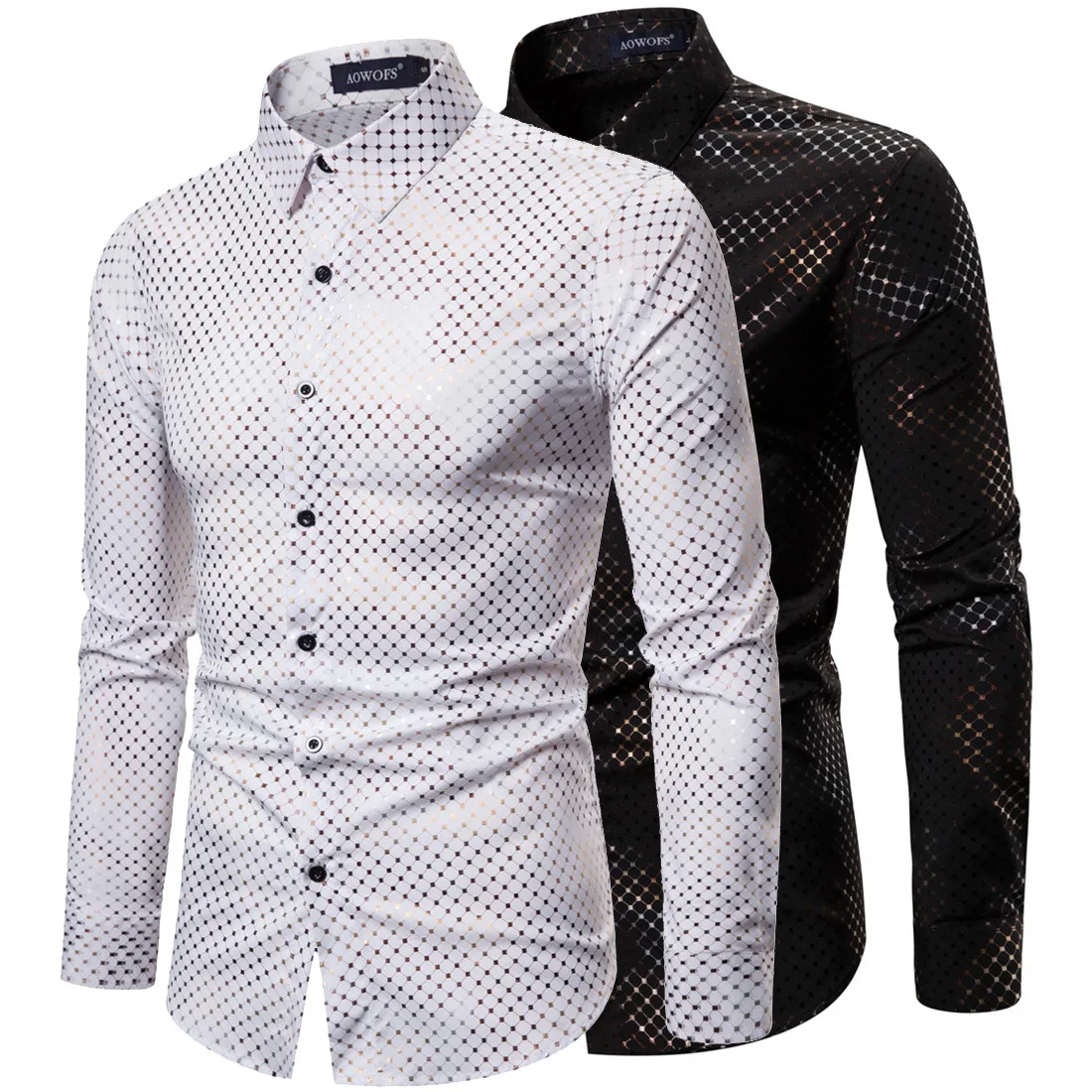 

Рубашка LUCLESAM мужская с бронзовым принтом, эластичная модная повседневная с длинным рукавом, большие размеры