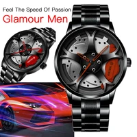 mens quartz watch wheel rim dial design vacuum plating coated sports waterproof quartz watch metal wheel watch