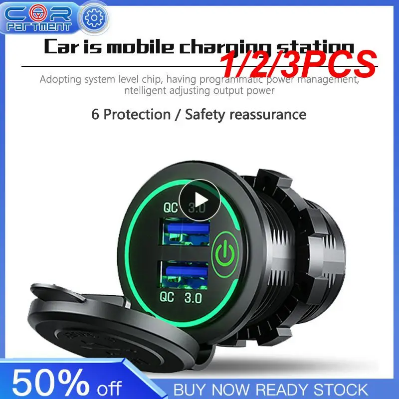 

1/2/3PCS Quick Charge 3.0 Dual USB Car Charger Waterproof 12V/24V QC3.0 USB Fast Charger Socket Power Outlet with Touch Switch