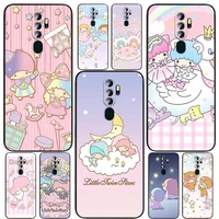 little twin stars cute for oppo reno7 6 5 4 2 z lite pro plus se 4g 5g black soft tpu shockproof silicone cover phone case