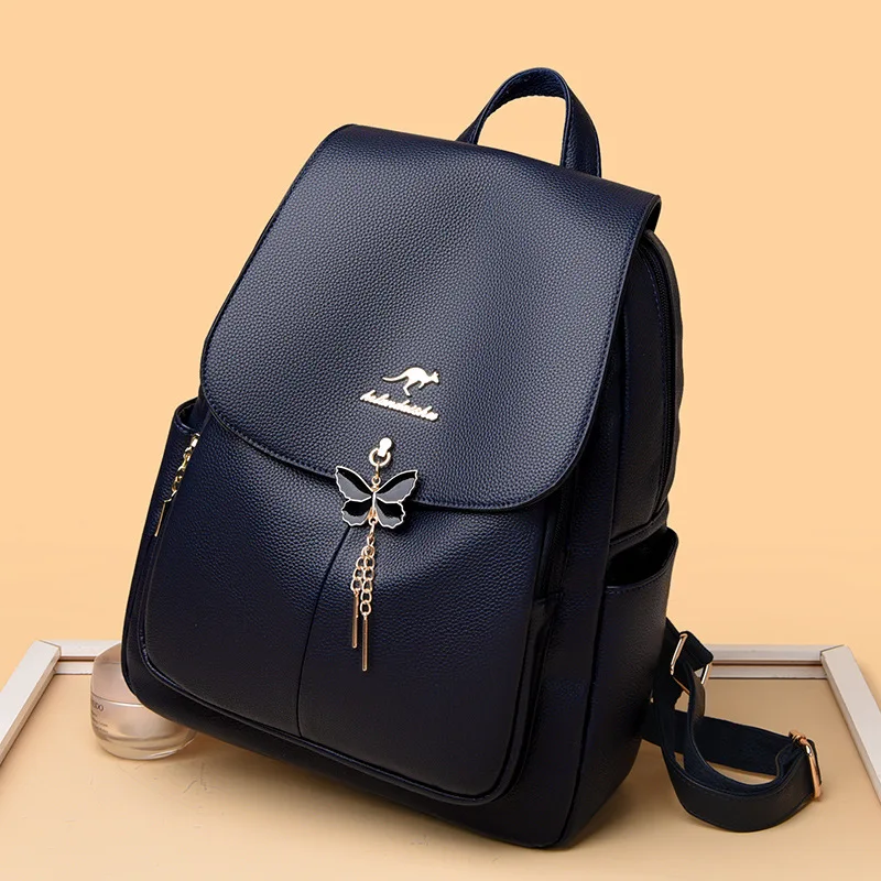 Fashion Women's Backpack Leisure Stylish Travel Soft PU Leather Handbag Schoolbag Shoulder Bags Large Capacity for Women Girls