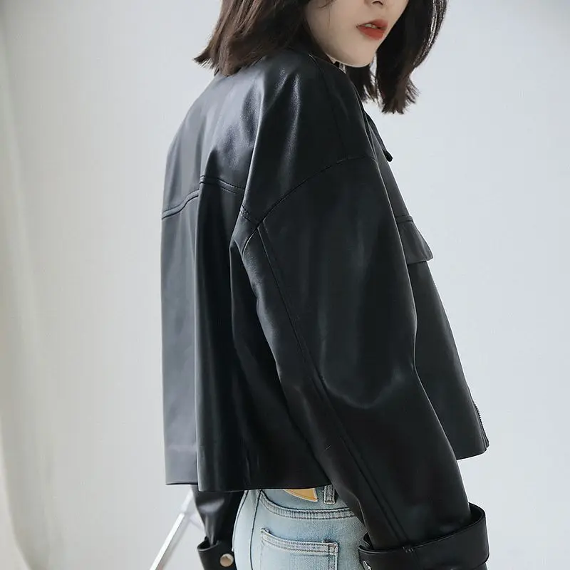 Куртка из овечьей кожи повседневная короткая куртка сами натуральной Женская