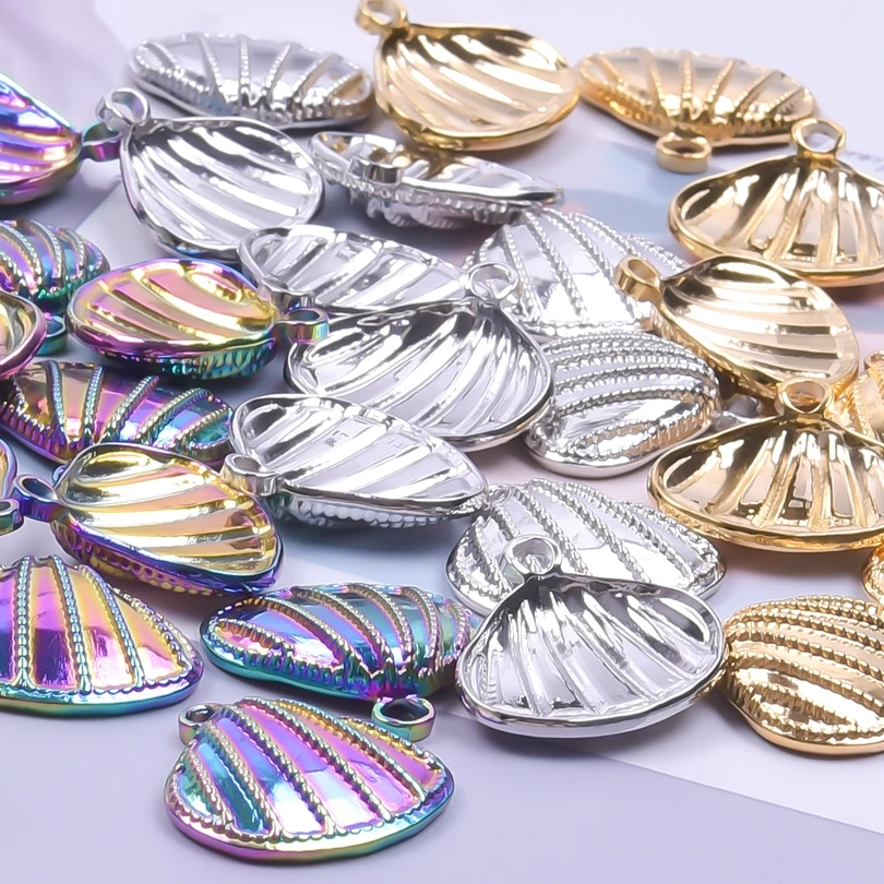 

5pcs High Quality Sea Lines Shell Pendants For Jewelry Making Supplies Metal Necklace Materials Stainless Steel Charm Pendant