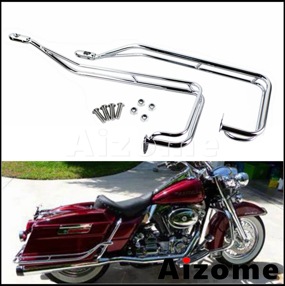 Motorcycle Saddle Bag Bar Mounting Bracket For Harley Road King Electra Glide Road Street Glide 09-13 Twin Rails Saddlebag Guard