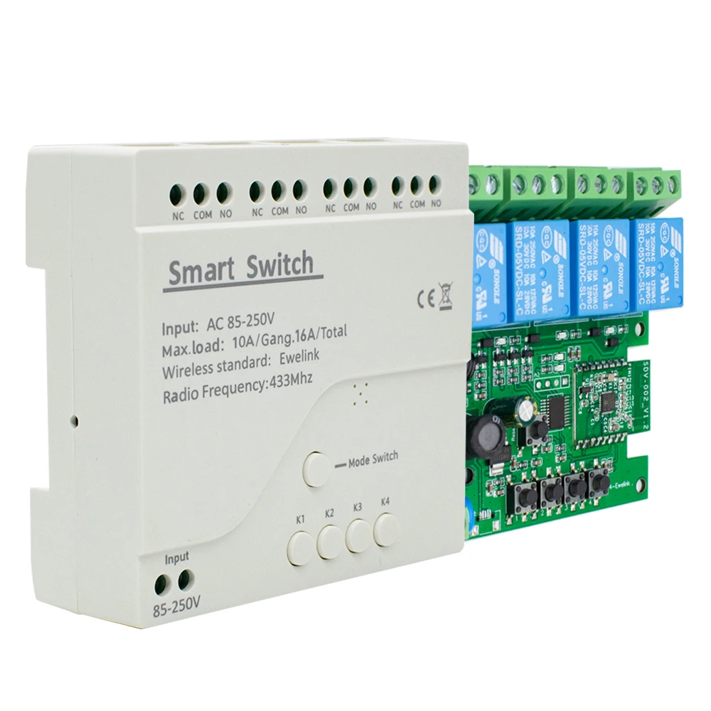 4-канальный модуль умного переключателя Wi-Fi eWeLink 12 В 24 В 7-32 В 220 В 85 В-250 В 10A 4 канала реле сухой контакт работает с Alexa Google Home