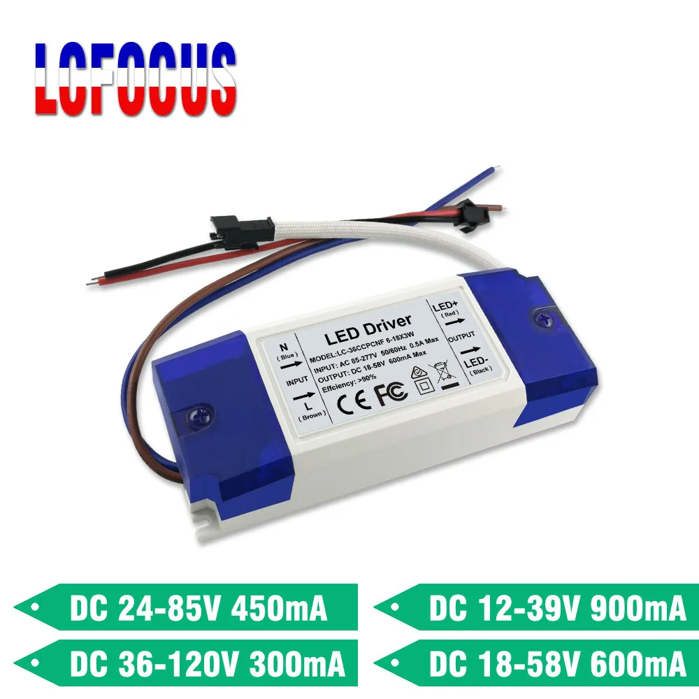 LED Driver 1W 3W 5W 12W 18W 24W 30W 300mA 450mA 600mA 900mA Lighting Transformers Power Supply For DIY Lamp Floodlight Spotlight