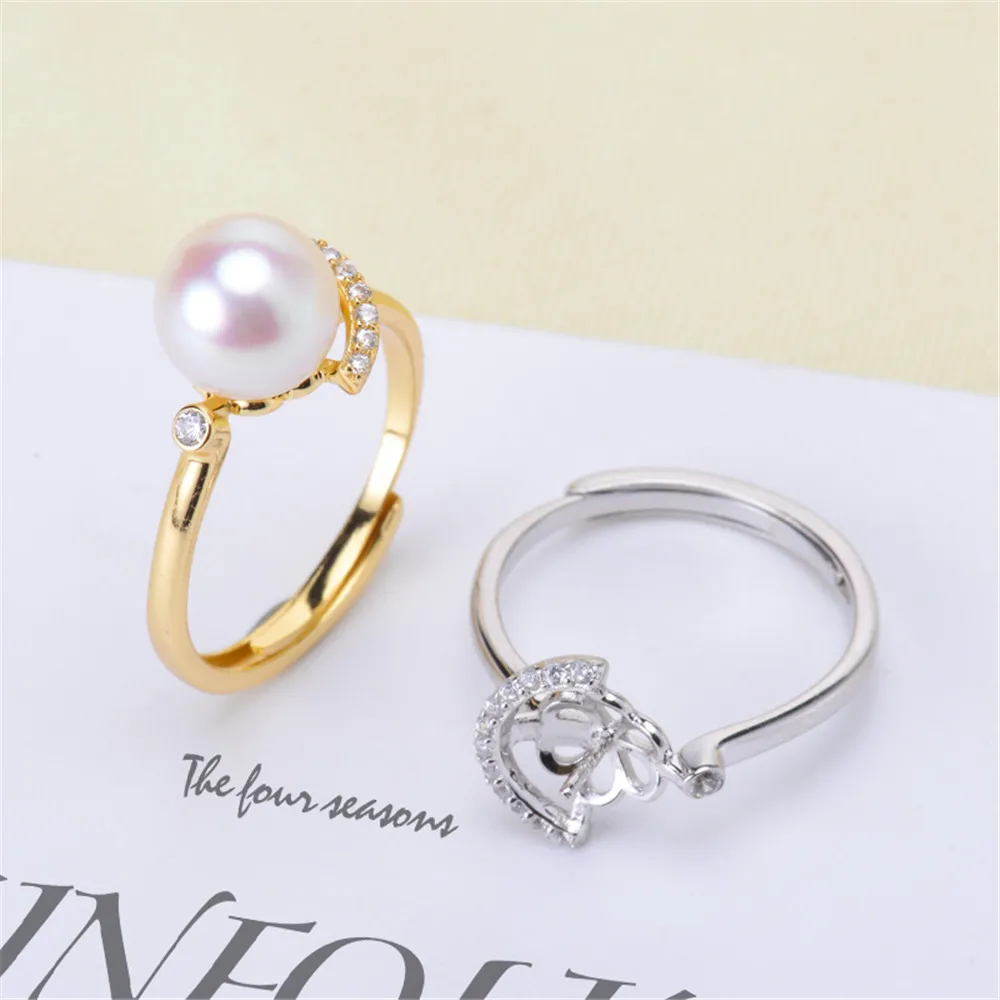 

Classic Rings Resizable Design Rings Base S925 Sterling Silver Pearl Rings Settings Women DIY Pearl Rings Accessory