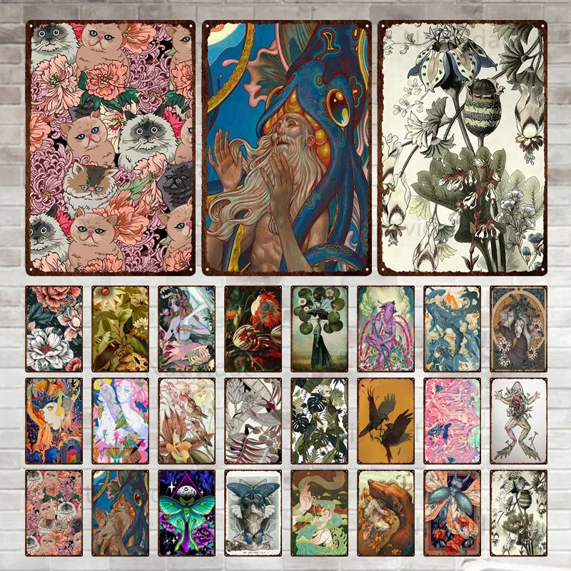 

Винтажный жестяной логотип, цветок, животный пейзаж, металлическая пластина, металлическая пластина, живопись, гостиная, дом, бар, клуб, Украшение стен