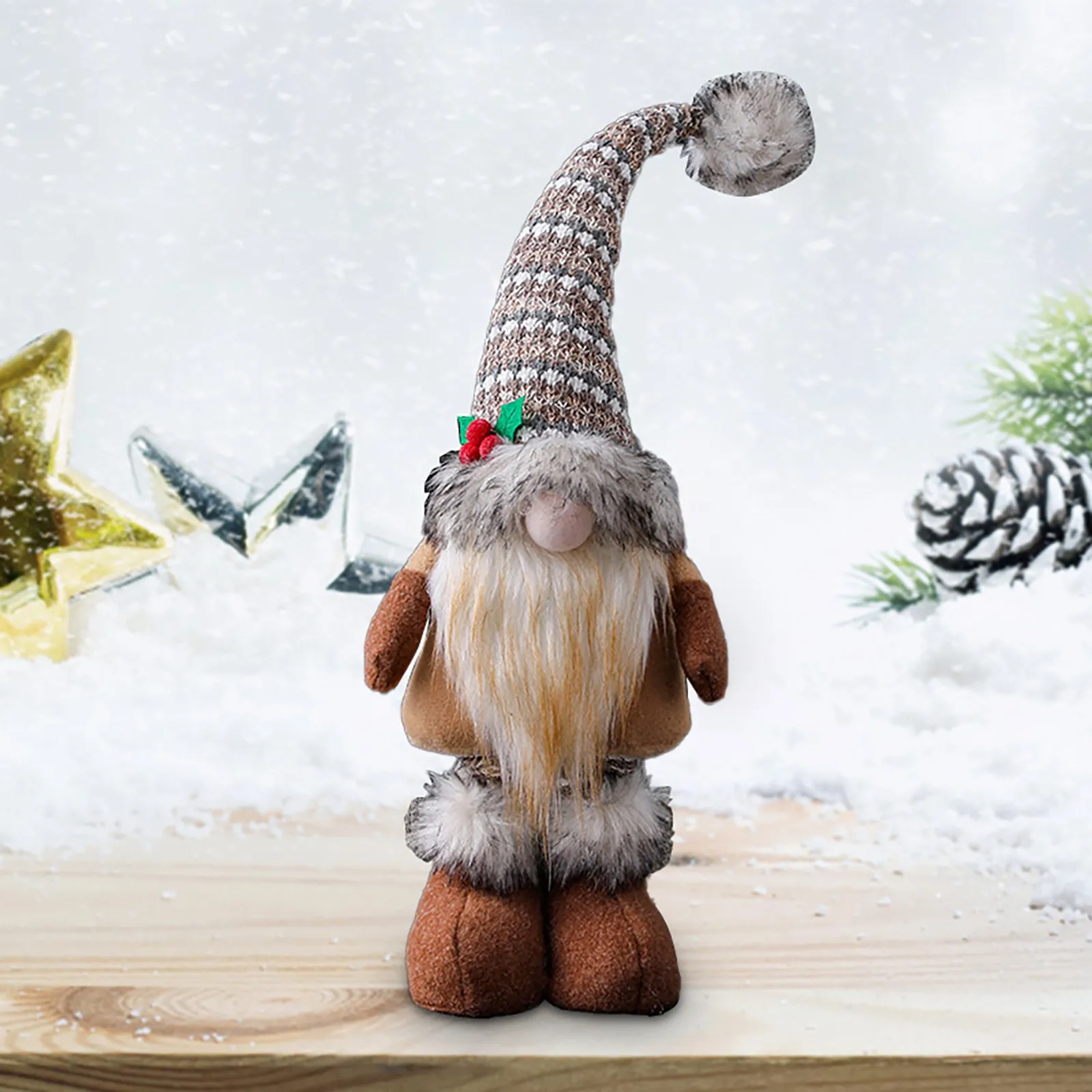 Праздничные рождественские лыжи эльфа гном с диодным освещением декоративная