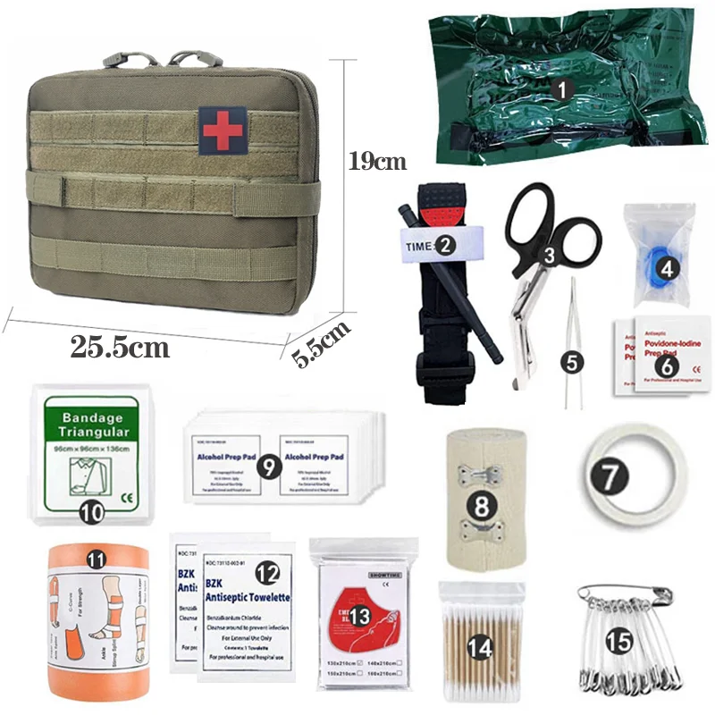 

Набор первой помощи для повседневного использования, Сумка Molle, сменные принадлежности, Боевой набор, жгут, инструмент для выживания при травмах, медицинское аварийное снаряжение