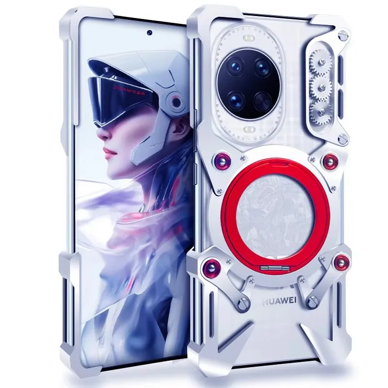 Фото Роскошный металлический чехол для Huawei Nova 14 ultra Nova 14 Pro, магнитный противоударный вращающийся чехол-бампер без оправы на 360° с вращающейся подставкой №1