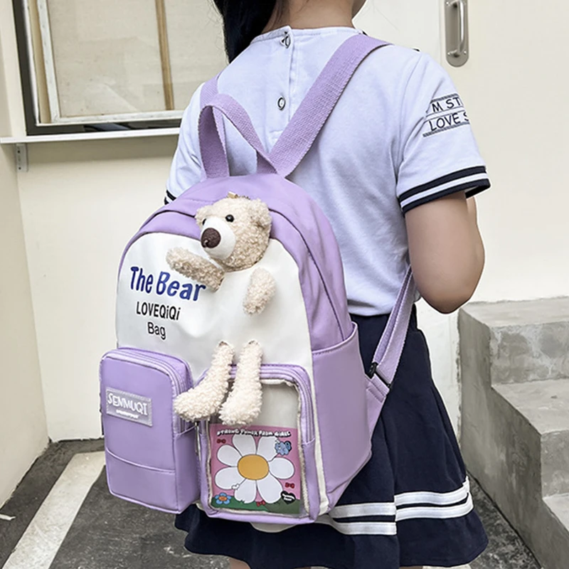 

Детский рюкзак с медведем под заказ с любым именем, плюшевый медведь, сумка для мальчиков и девочек, школьная сумка для малышей, Сумка с живо...