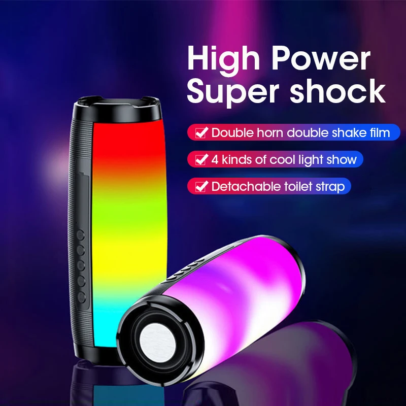 

Portable Wireless Bluetooth Speakers FM Radio Wireless Bass Subwoofer Music Player Boombox USB AUX HIFI TF LED Melody Lights