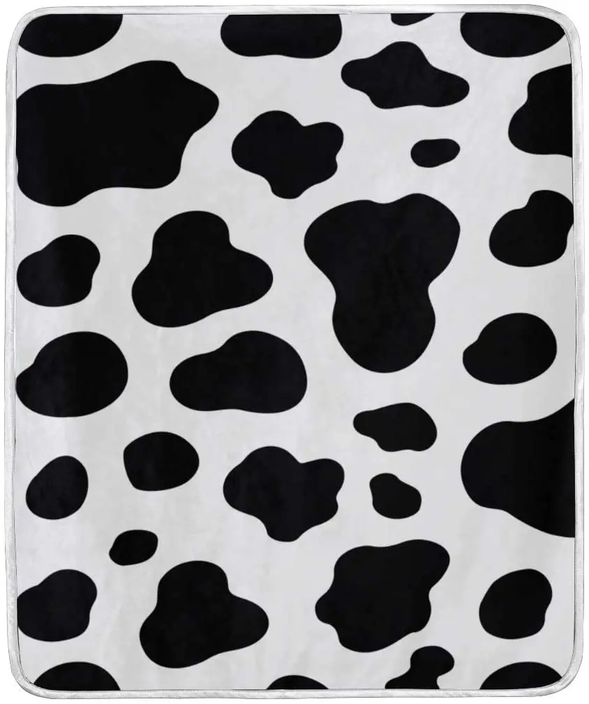 

Cow Spot Black White Throw Blanket Soft Warm Couch Blanket Polyester Microfiber Lightweight Bed Blanket