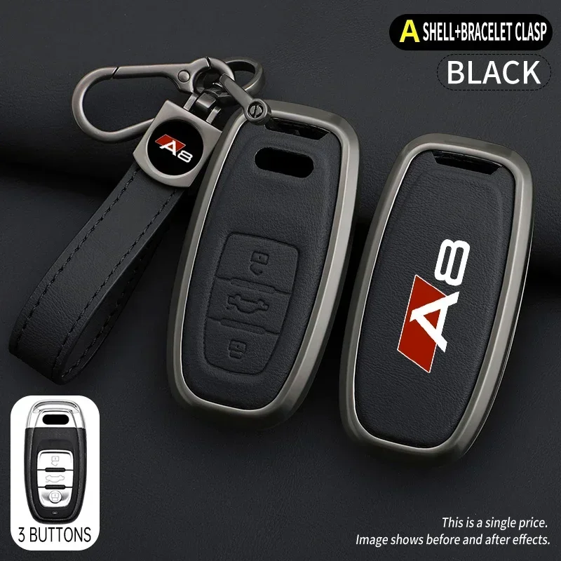 

Кожаный чехол для дистанционного ключа из цинкового сплава, защитный чехол для Audi A8 Logo d3 d4 d5 4e 4h, брелок без ключа, автоаксессуары