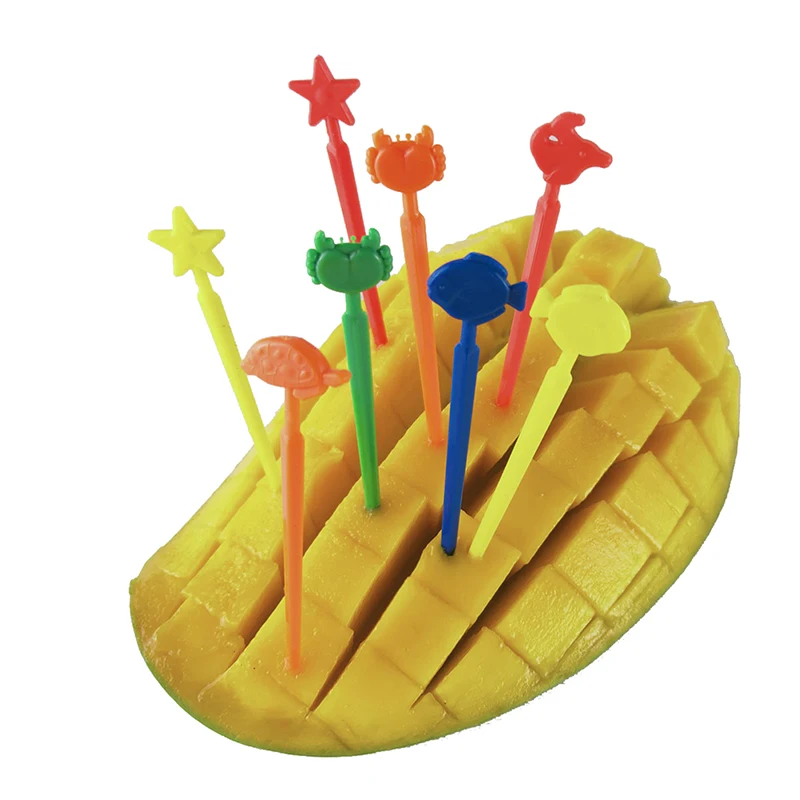 

20pcs/set Cartoon Mini Animal Fruit Forks Children Snack Cake Dessert Food Fruit Pick Toothpick Crabs starfish Toothpicks