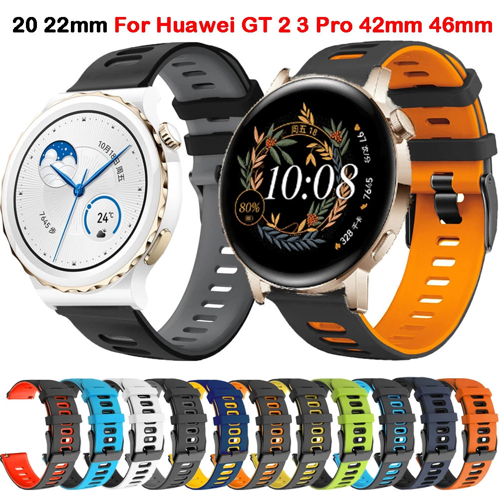 

20mm 22mm Silicone Watchband Strap For Huawei GT2 GT3 GT 2 3 Pro 42mm 43mm 46mm Smart Watch Band For Huawei Watch 4 Pro Bracelet