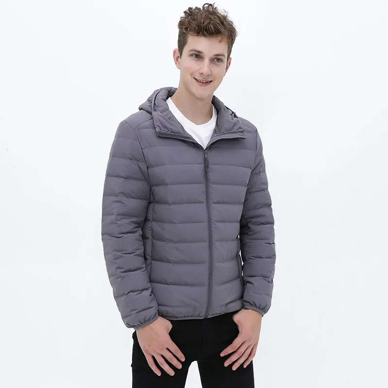 Down Jacket Men's New Seamless European and American Lightweight Hooded Seamless All-in-one Woven Jacket Multi Size Fashion
