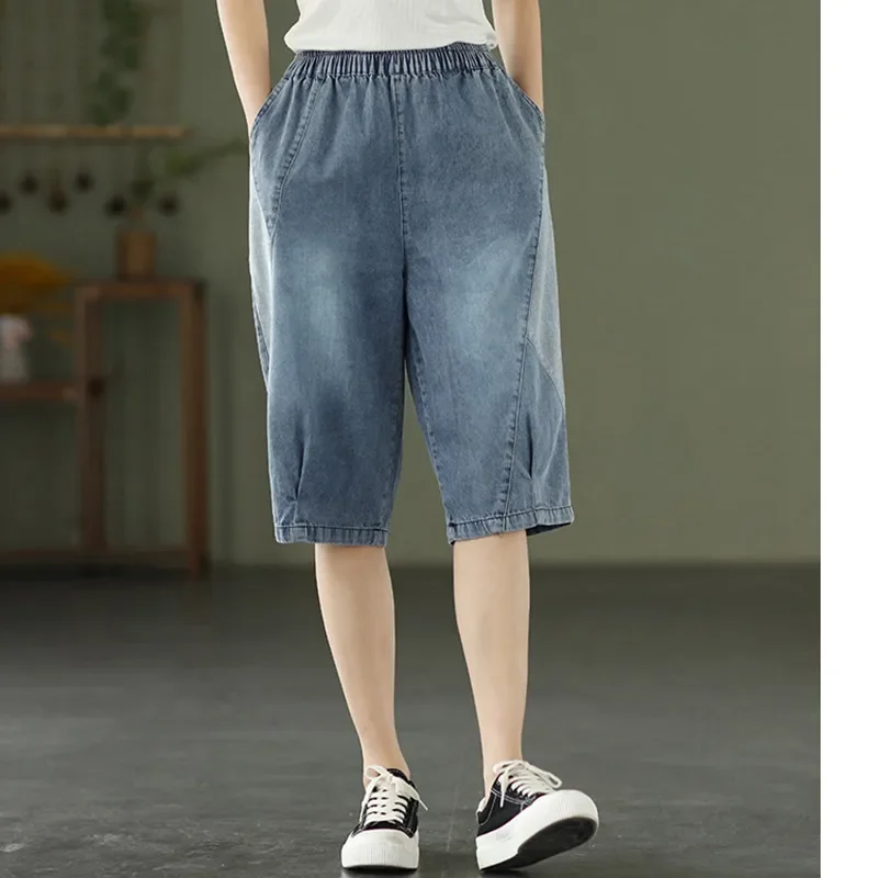 Женские винтажные шорты в стиле пэчворк летние модные однотонные Свободные