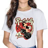 Rockabilly Pinup Sock Hop Rocker Vintage Rock and Roll Music Essential Women Tshirts  Grunge Vintage Female Clothing Oversized