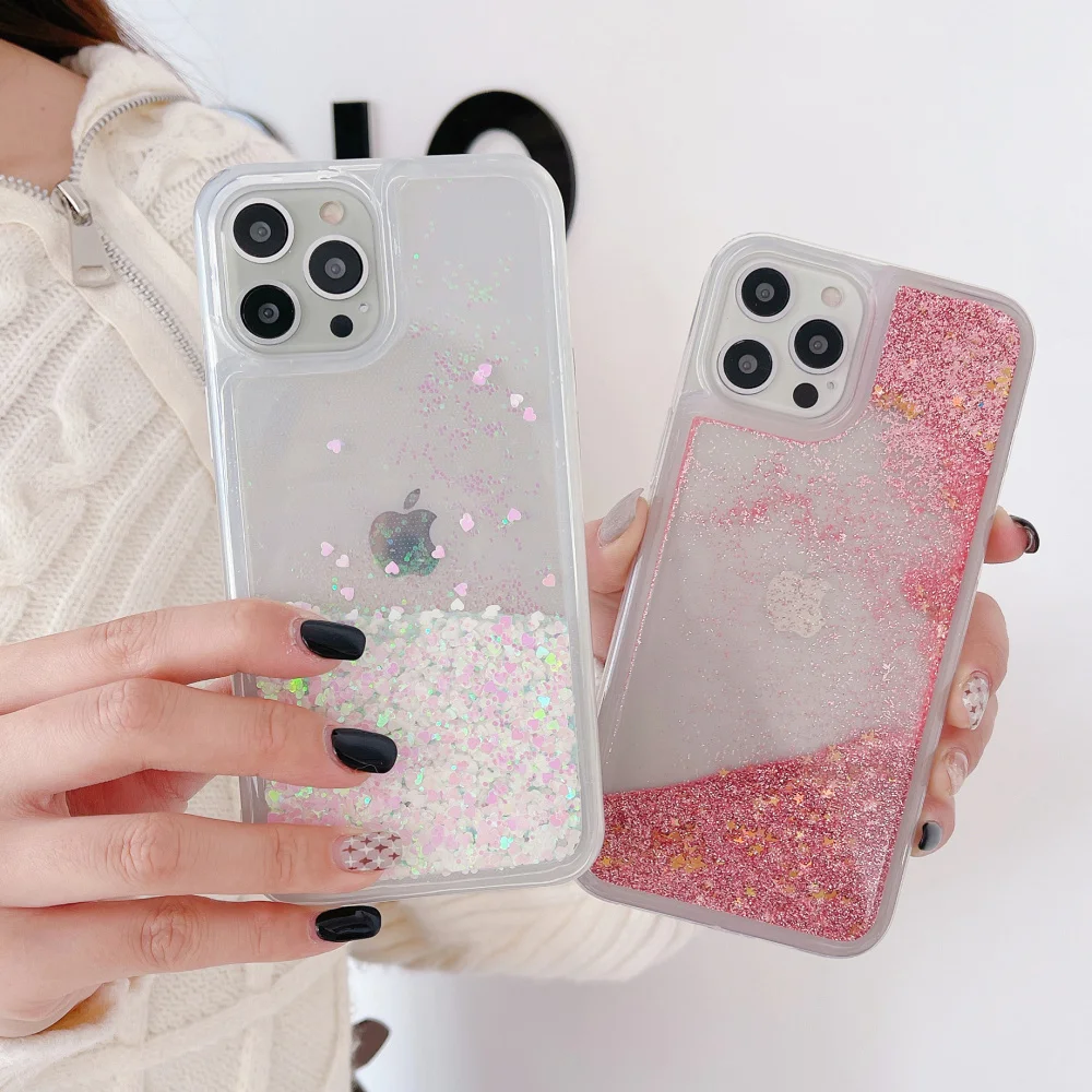 

Love Heart Glitter Star Phone Case For OPPO A36 Realme 9i A76 A96 A91 K10 4G Liquid Quicksand Funda Bling Sequins Back Cover