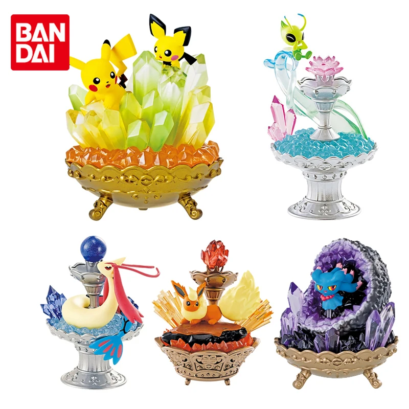 

Bandai Genuine Pokemon Gemstone Collection Series 10cm Pikachu Flareon Milotic Celebi Misdreavus Absol Anime Action Figure Toys