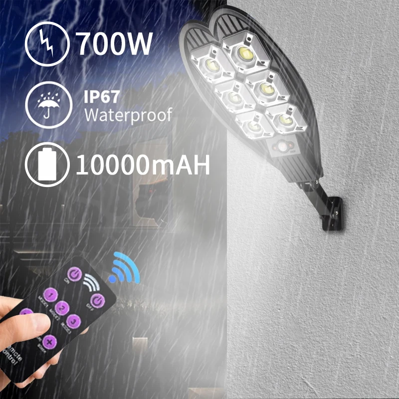 

700w Solar Light Outdoor Solar Lamp Powered Sunlight Waterproof PIR Motion Sensor Street Led Light for Garden Decoration