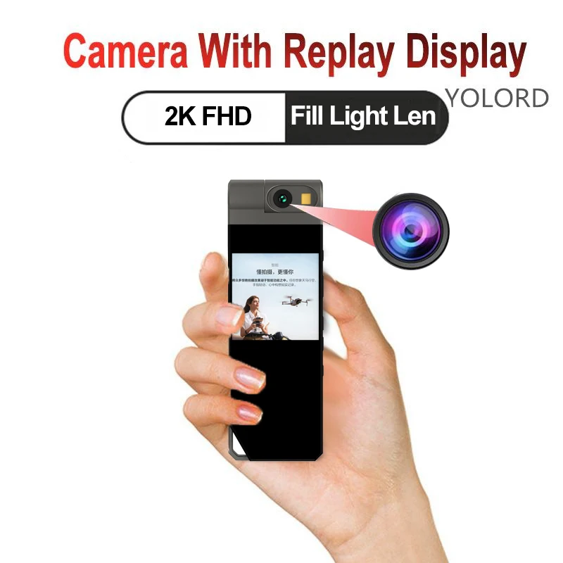 

New Metal 2K Mini Camera Portable Digital Video Photo Voice Recorder Body Cam Night Vision Camcorder With Replay Display