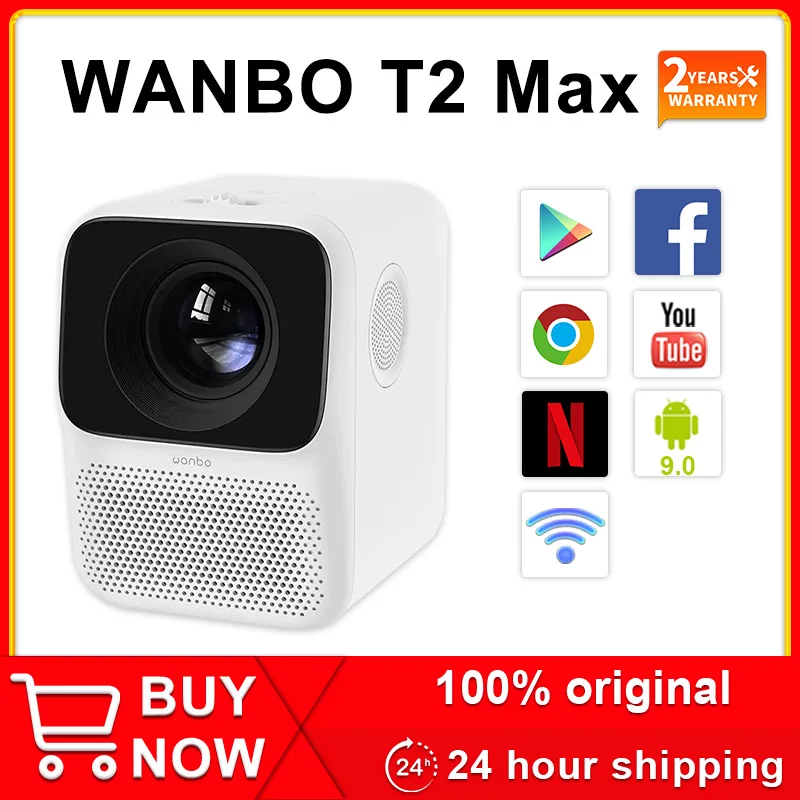 

Global Version Wanbo T2 MAX Projector Mini LED WIFI Full HD 4K Support Keystone Correction Portable Home Theater Projector